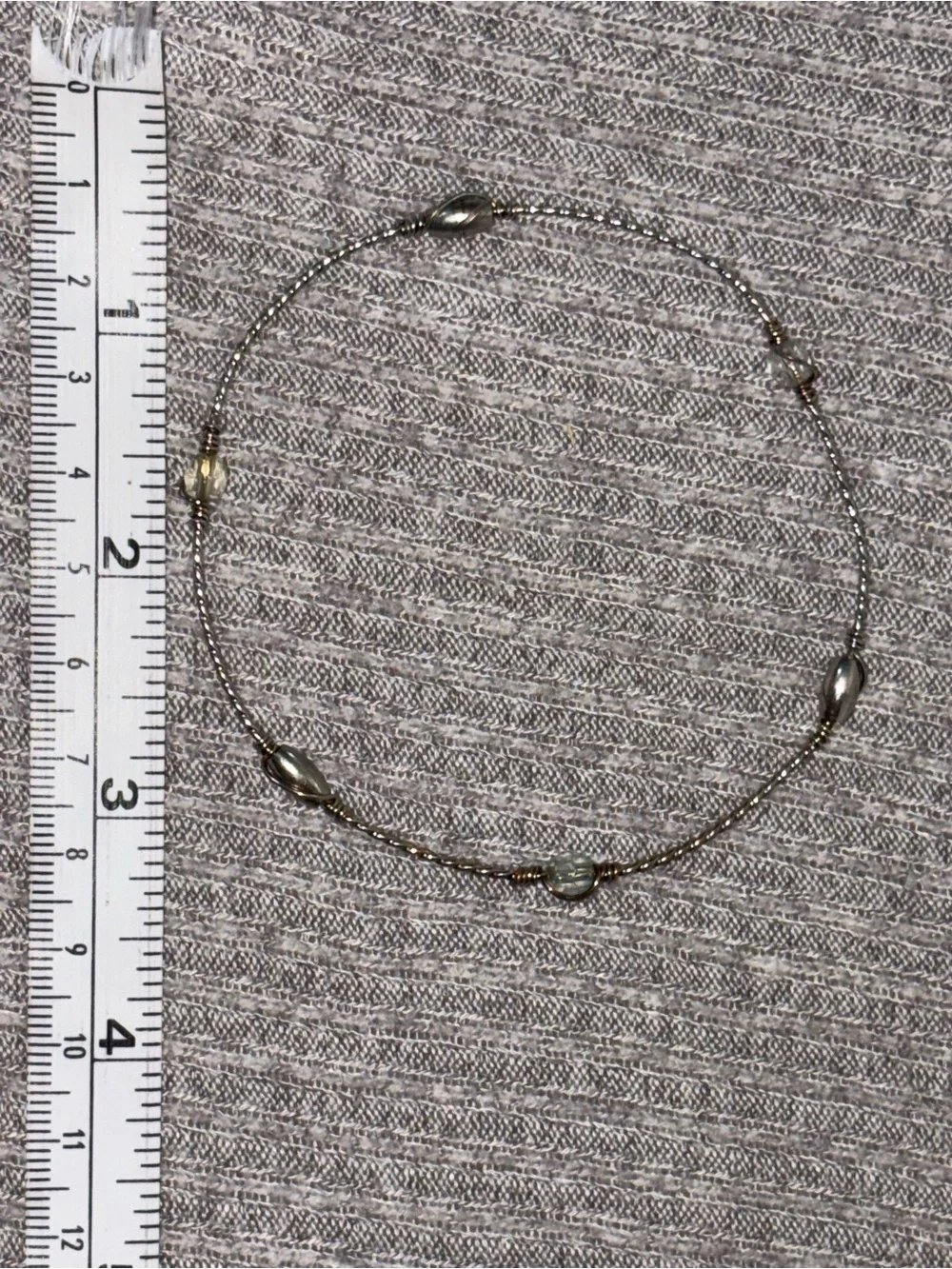 Vintage silver tone clear beaded bangle bracelet